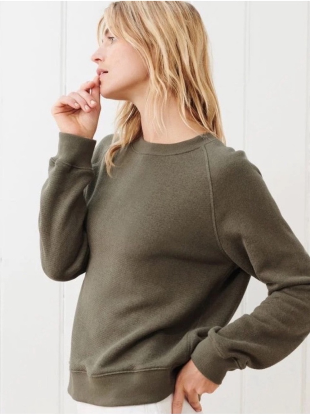 Jenni Kayne Saturday Sweatshirt in Olive Green size S